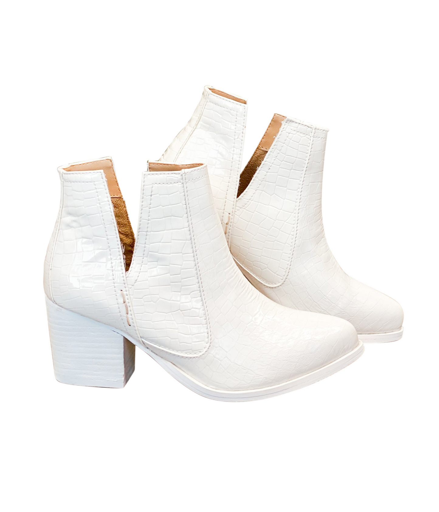 Not Rated Tarim Bootie in White Croc Shoes