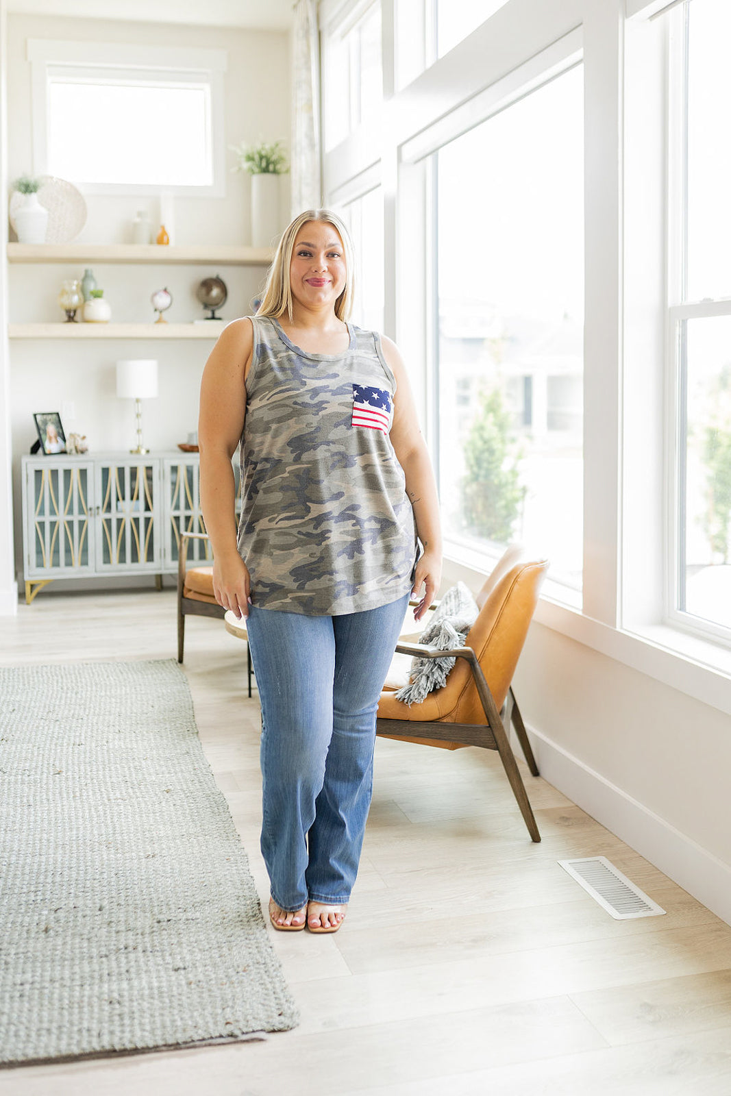 Heimish Camouflage Flag Pocket Tank Top