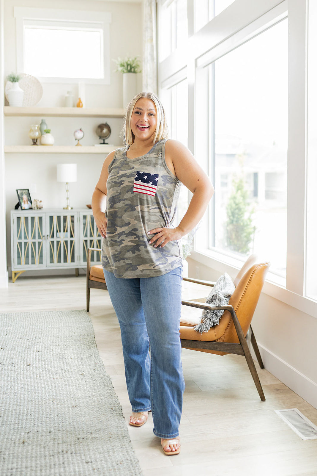 Heimish Camouflage Flag Pocket Tank Top