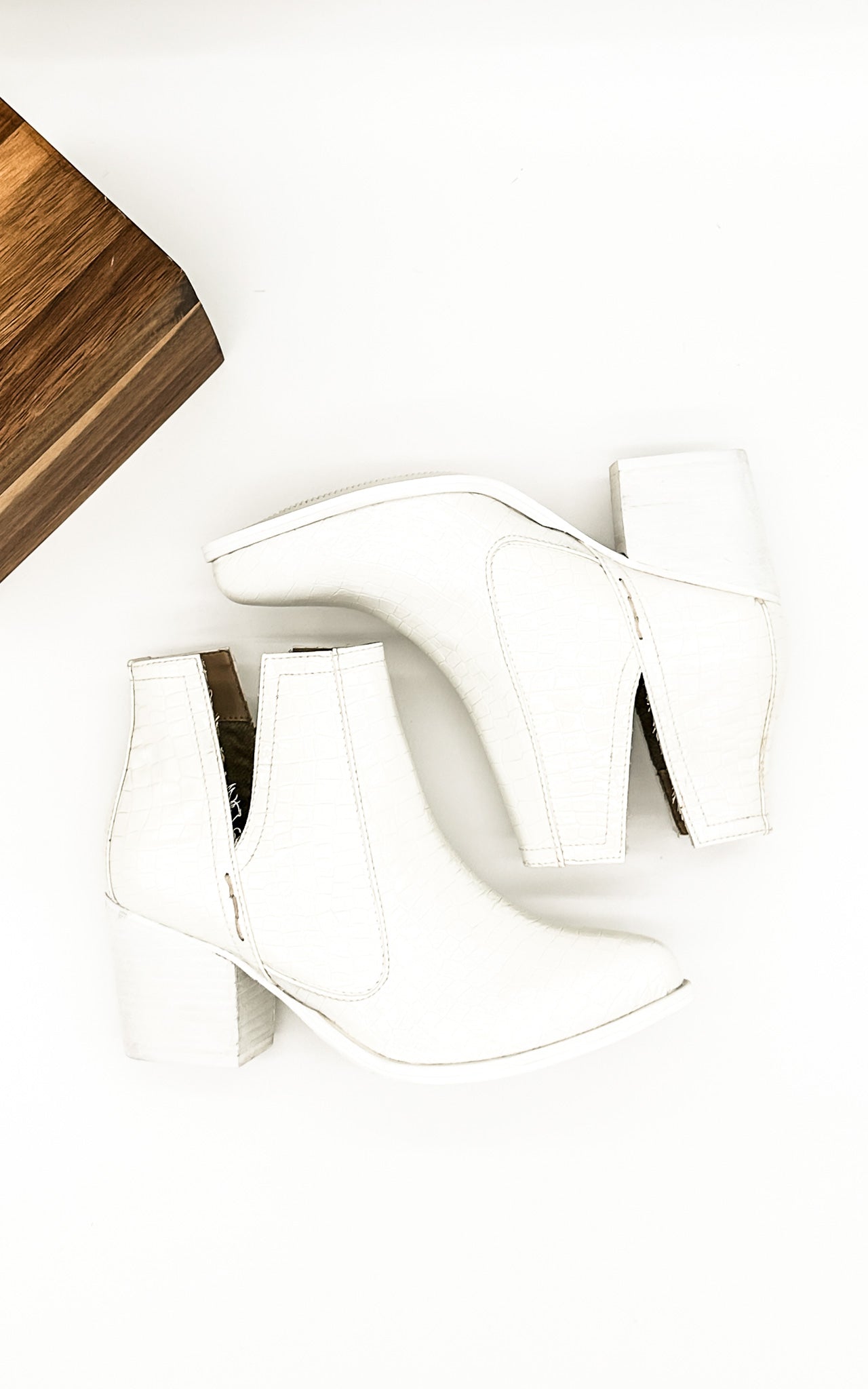 Not Rated Tarim Bootie in White Croc Shoes