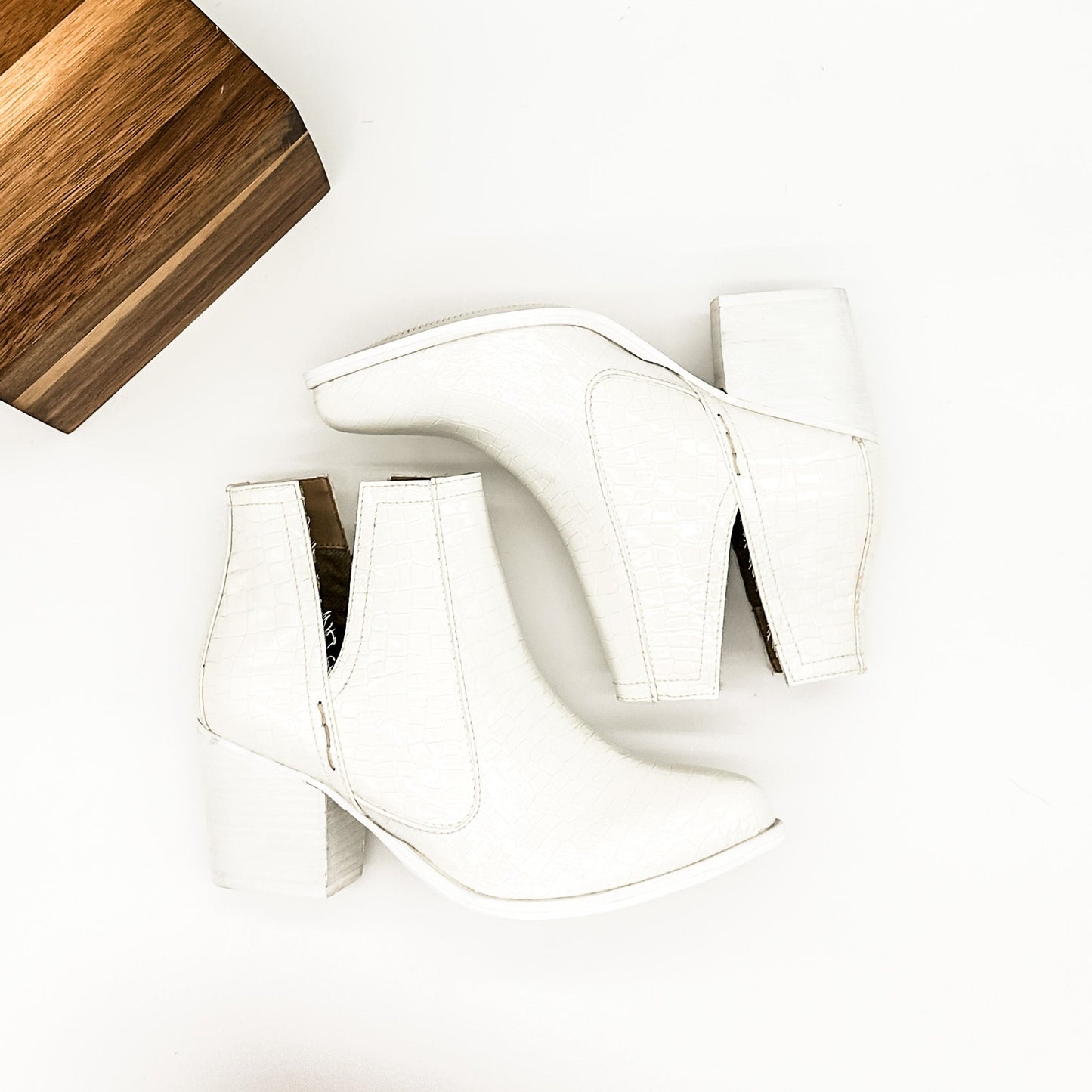 Not Rated Tarim Bootie in White Croc Shoes