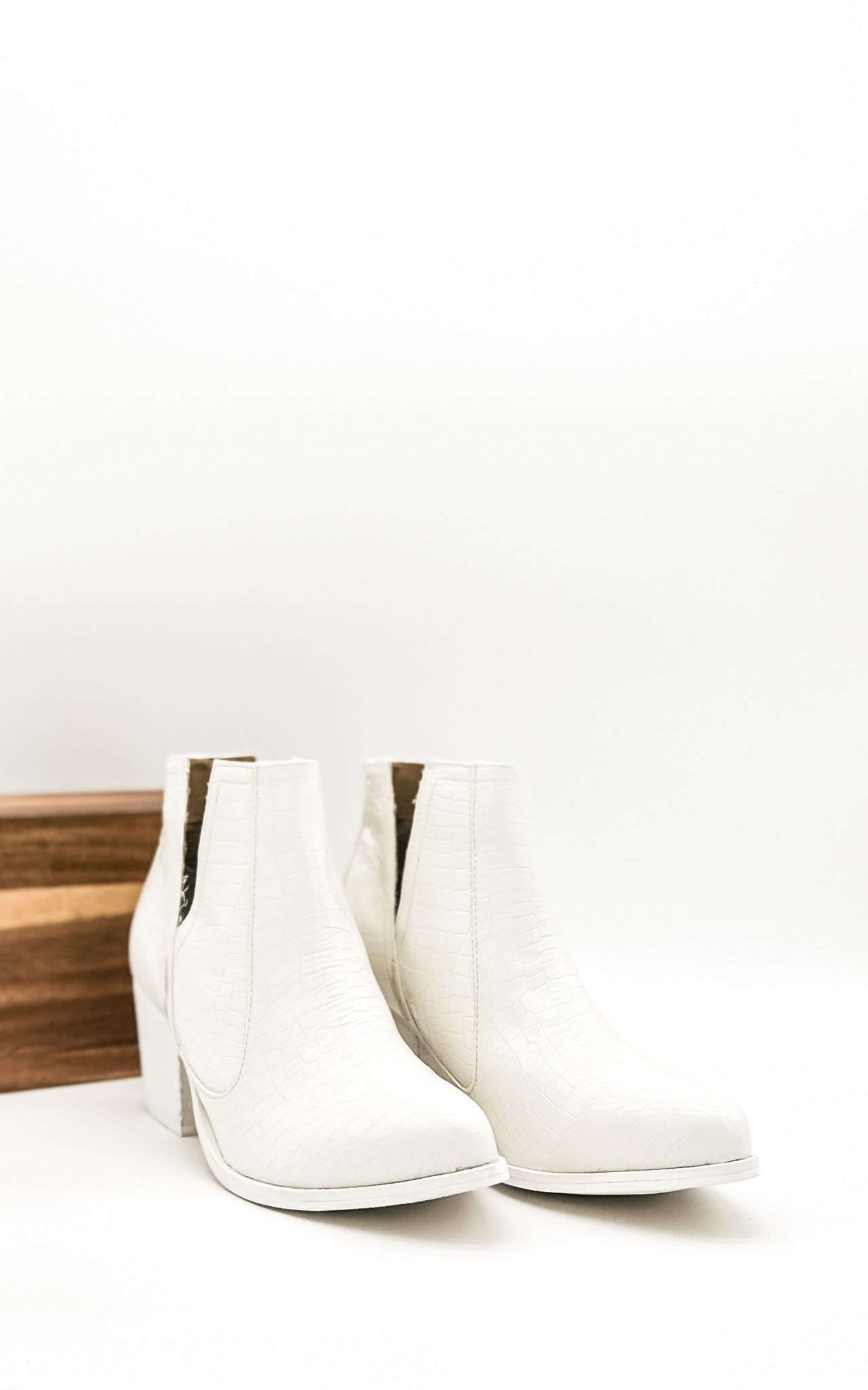 Not Rated Tarim Bootie in White Croc Shoes