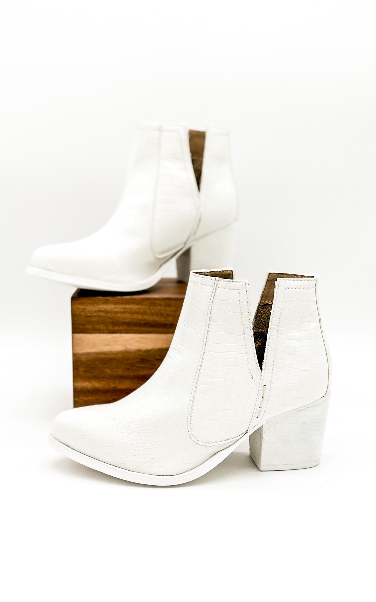 Not Rated Tarim Bootie in White Croc Shoes