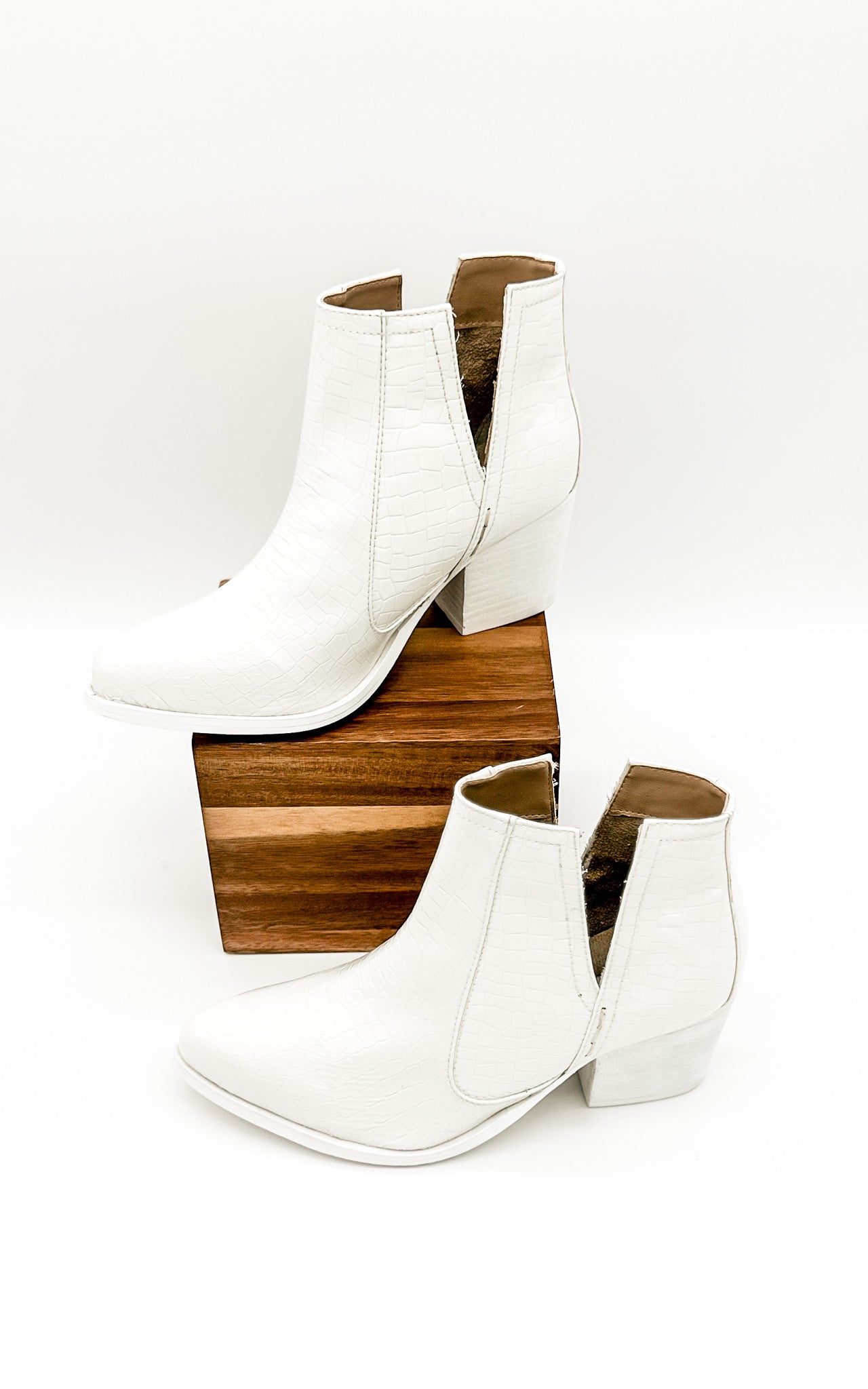 Not Rated Tarim Bootie in White Croc Shoes