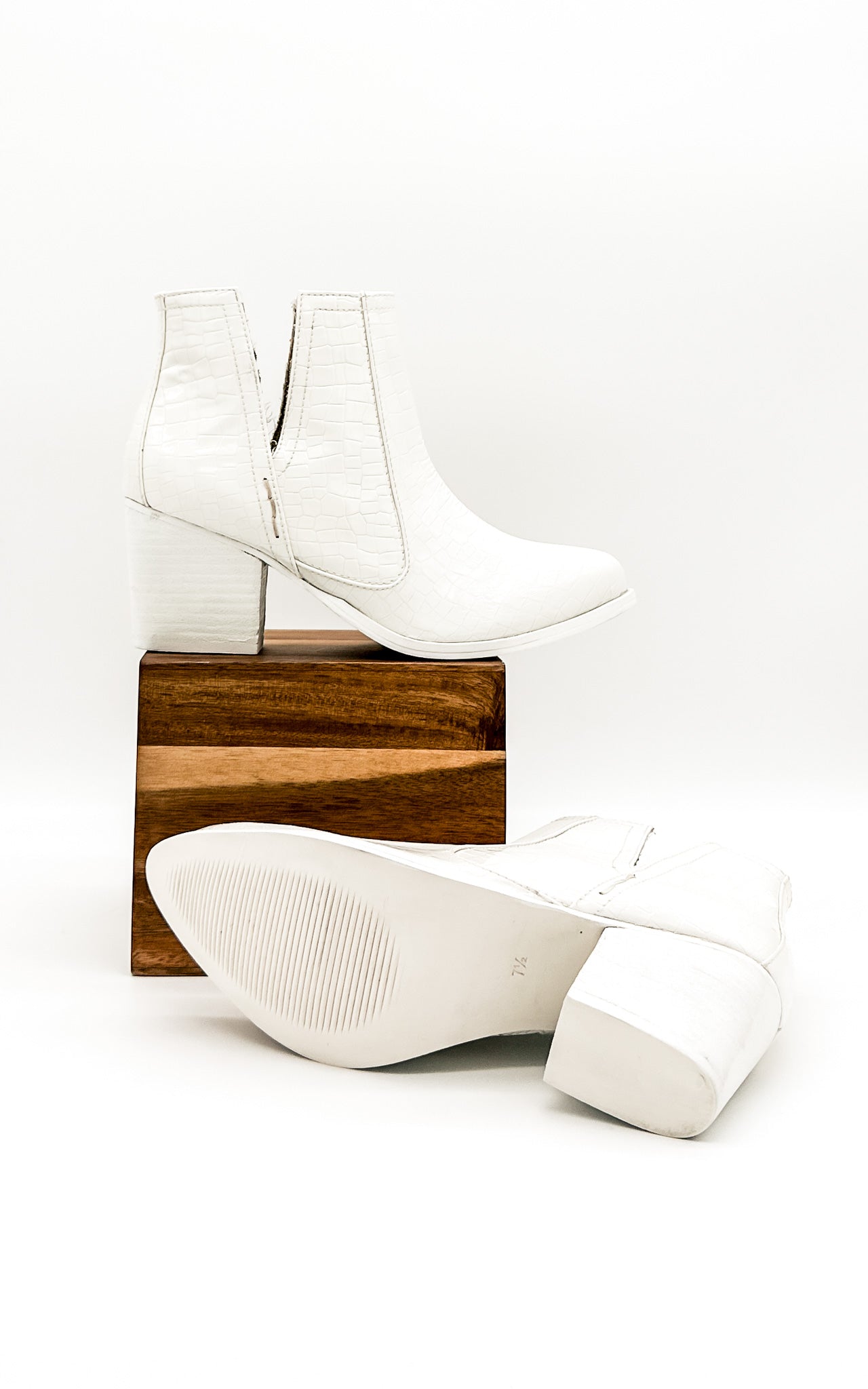 Not Rated Tarim Bootie in White Croc Shoes