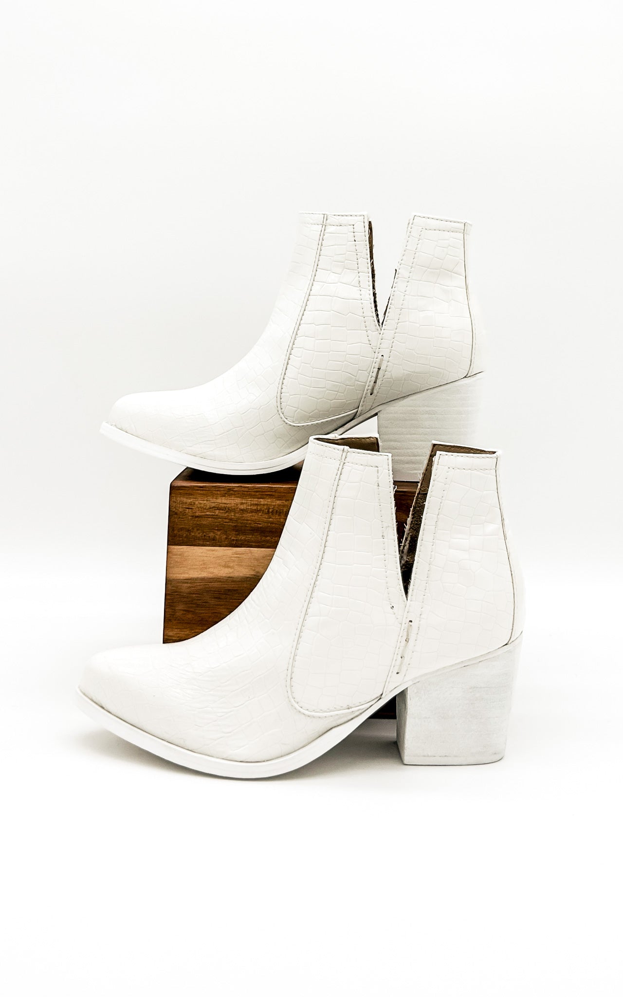 Not Rated Tarim Bootie in White Croc Shoes