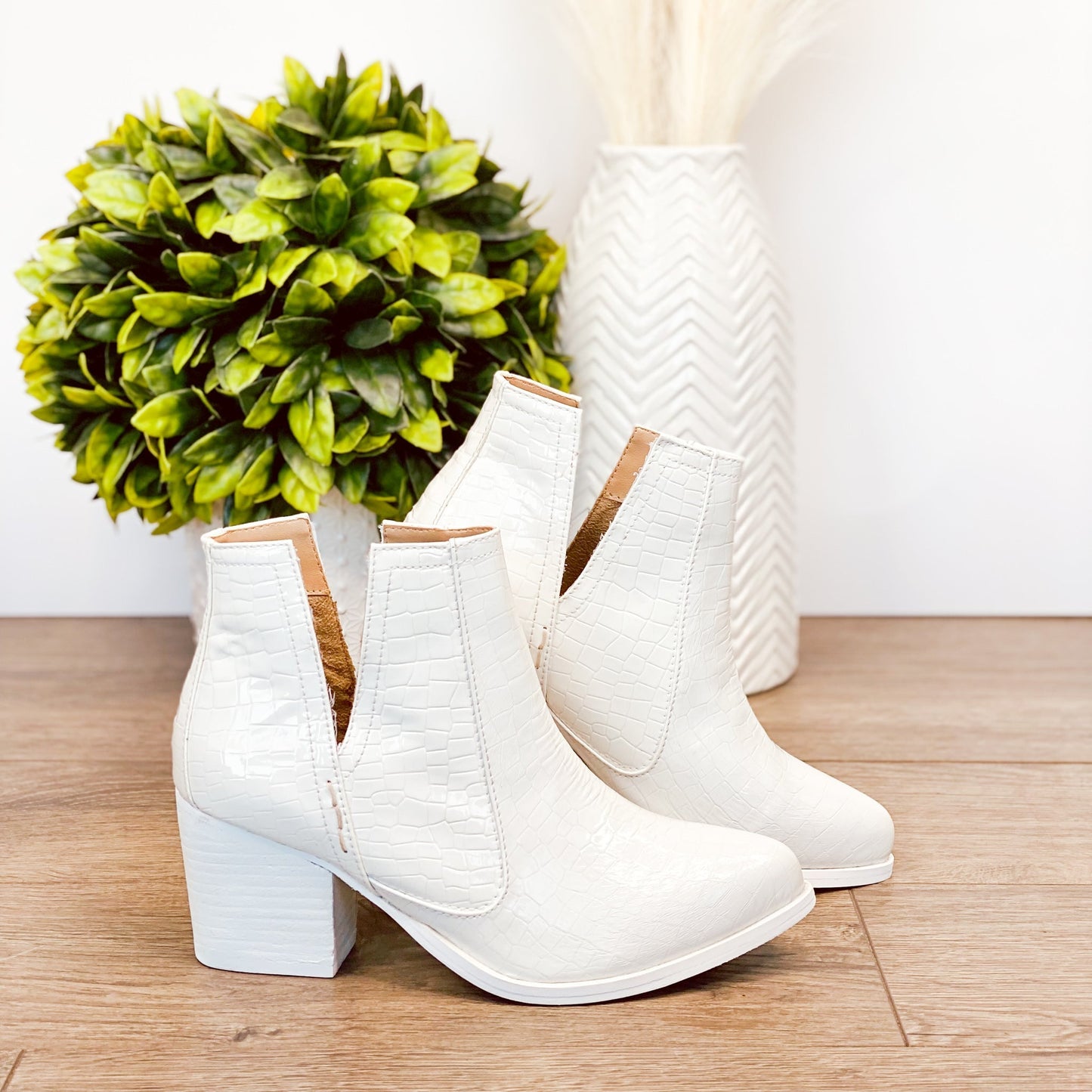 Not Rated Tarim Bootie in White Croc Shoes