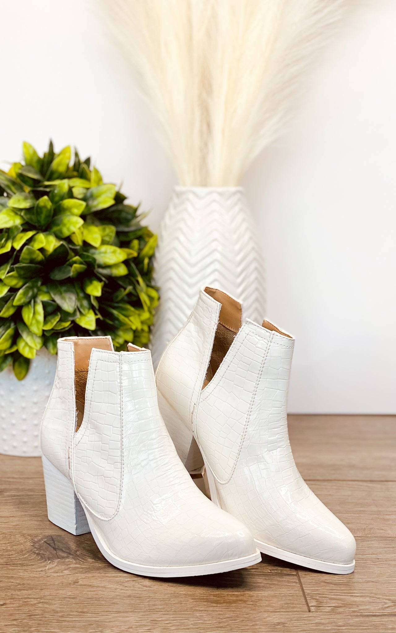 Not Rated Tarim Bootie in White Croc Shoes