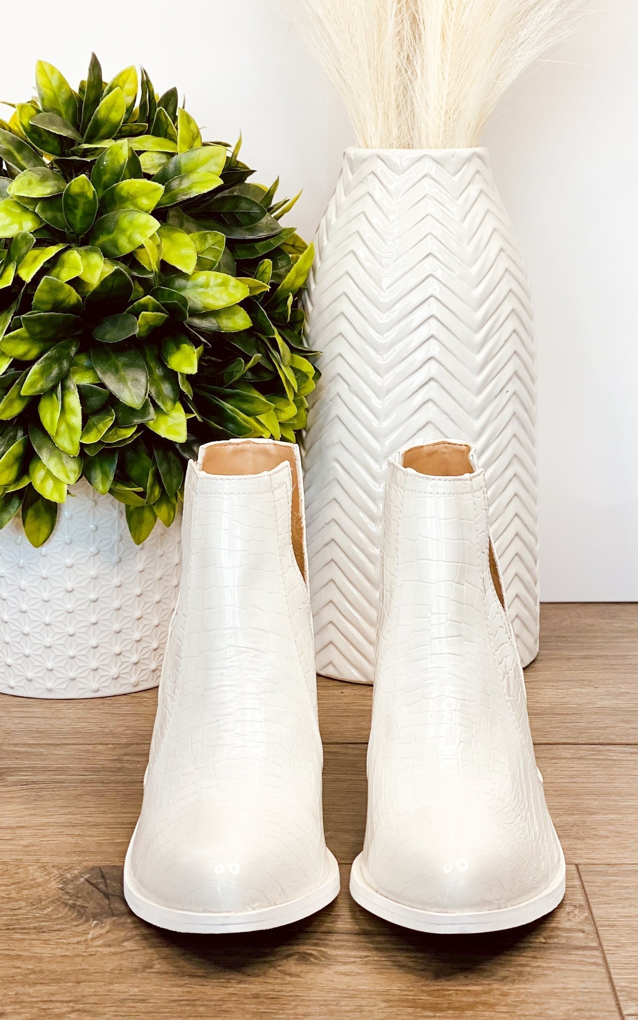 Not Rated Tarim Bootie in White Croc Shoes