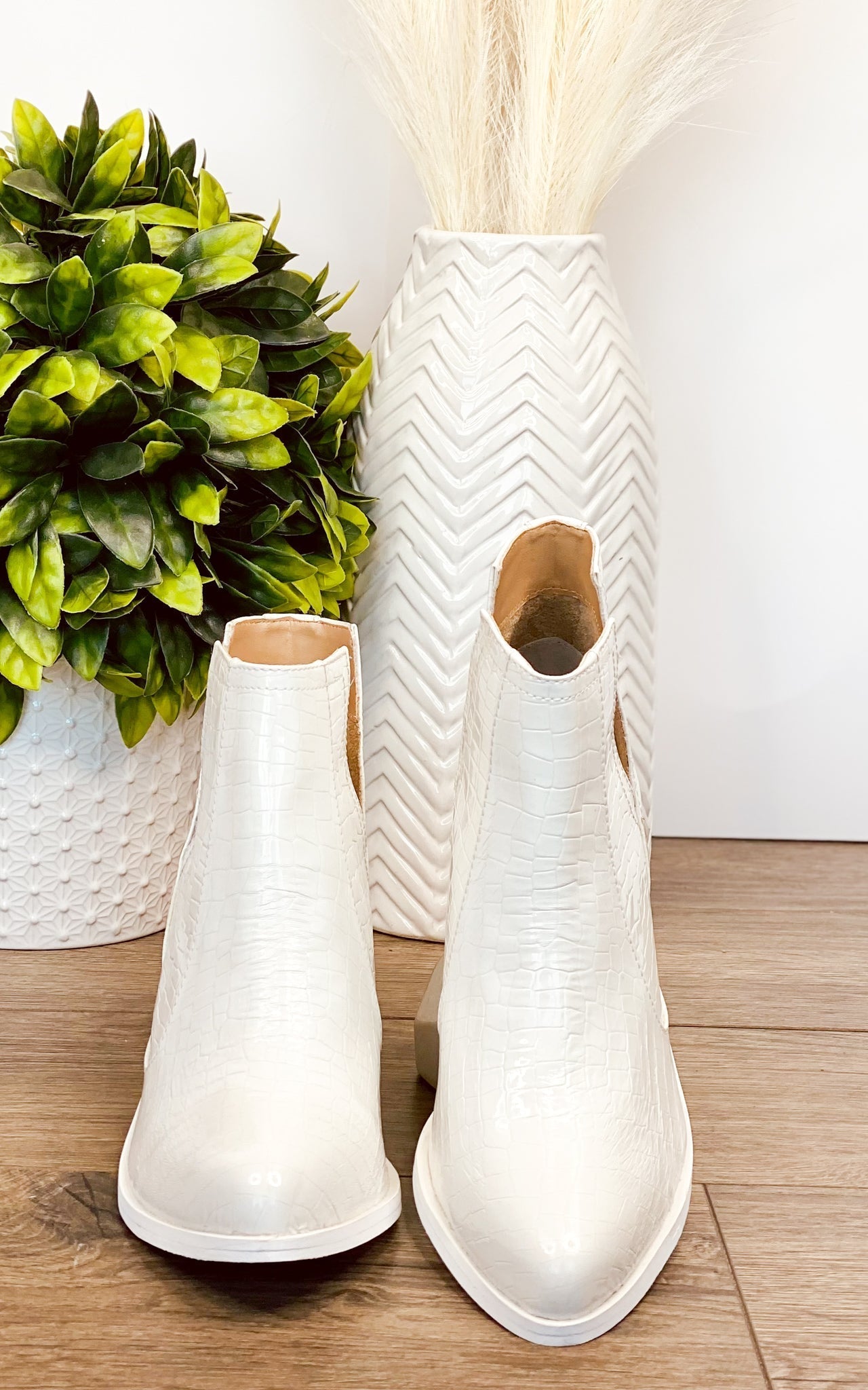 Not Rated Tarim Bootie in White Croc Shoes