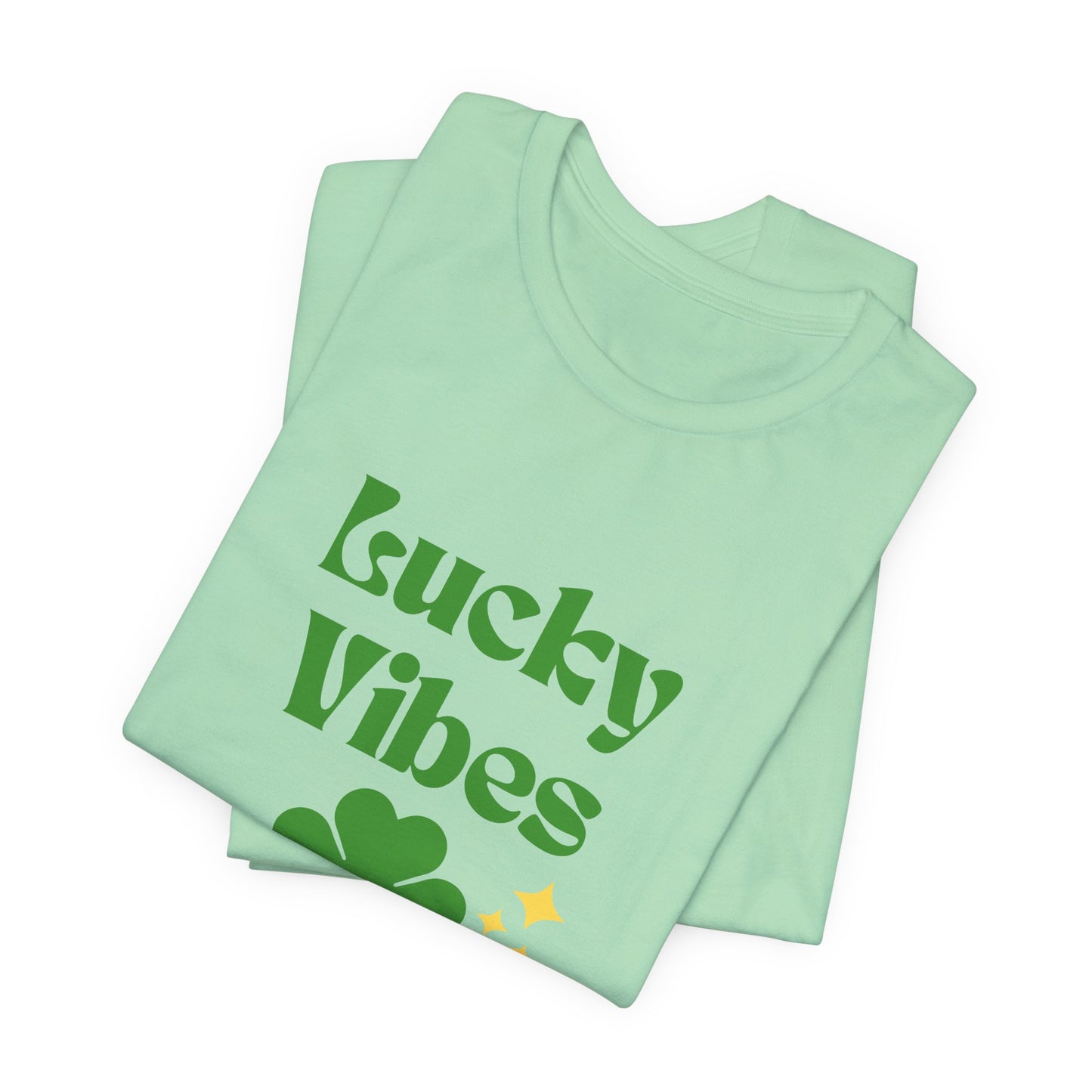 Lucky Vibes Short Sleeve Tee T-Shirt - White/Mint Green - St Patrick's Day