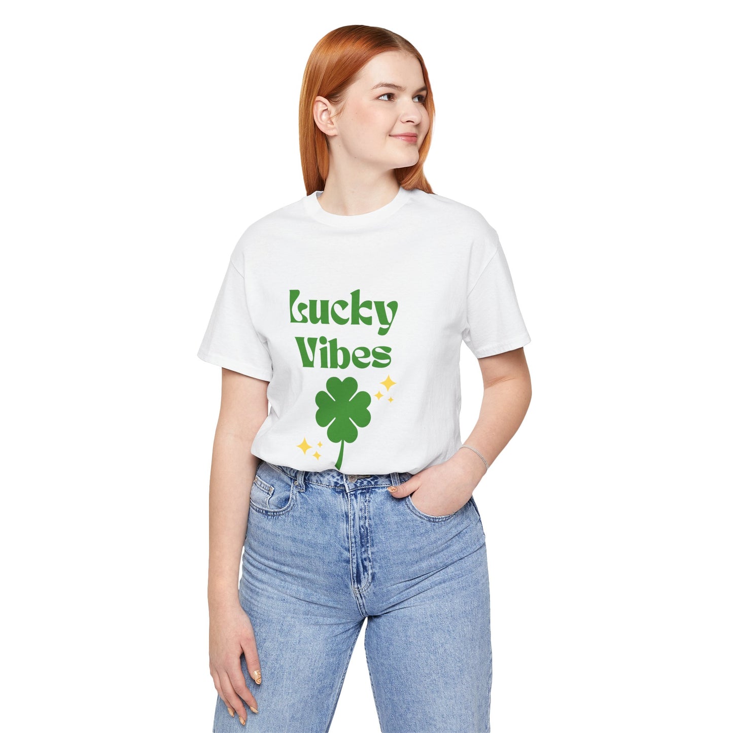 Lucky Vibes Short Sleeve Tee T-Shirt - White/Mint Green - St Patrick's Day