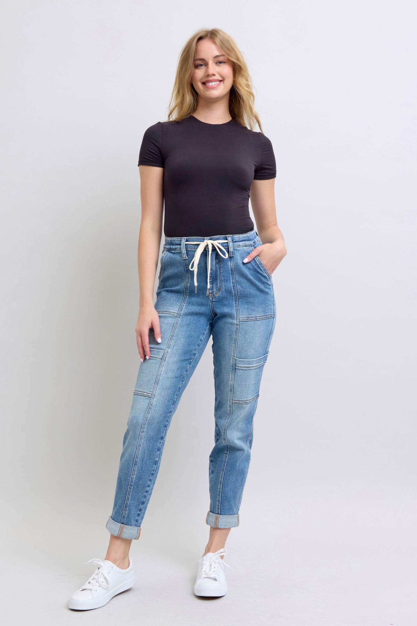 Judy Blue Clayton High Rise Cuffed Cargo Denim Jogger