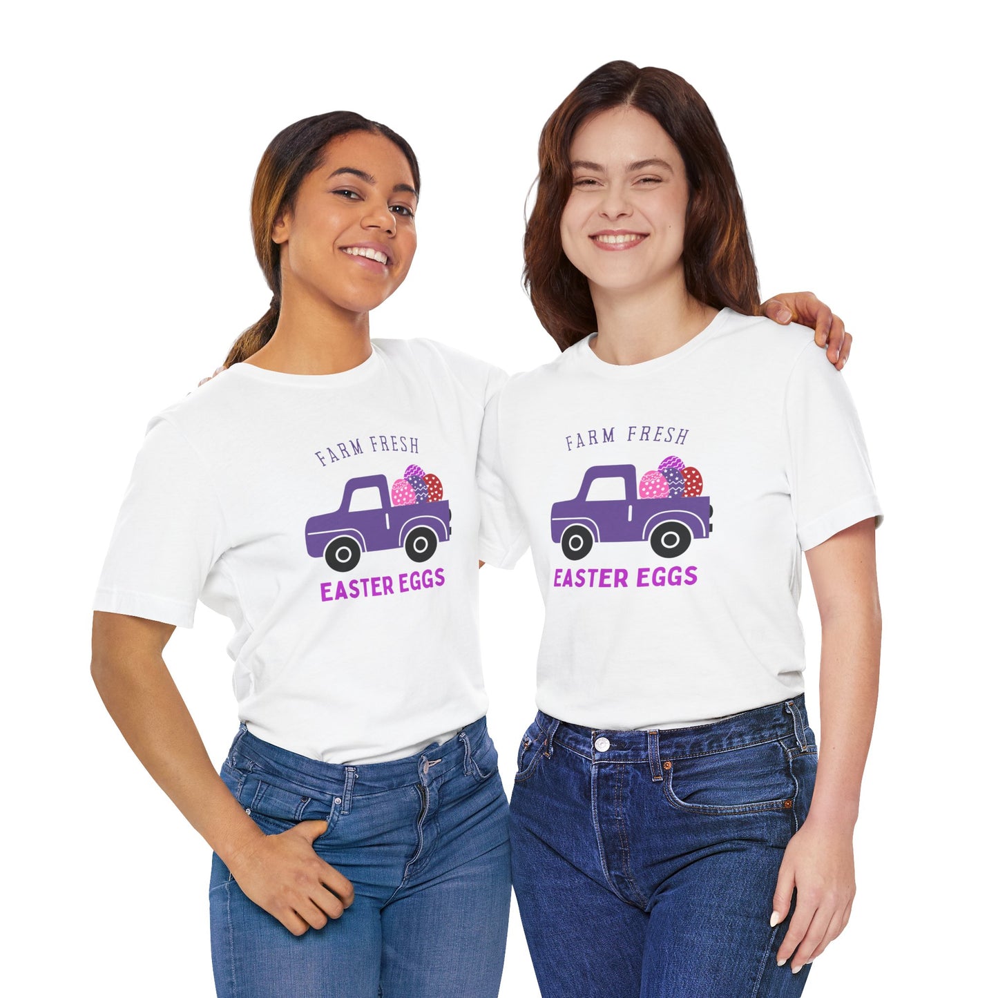 Easter Novelty Tee T- Shirt with Farm Fresh Eggs/Pickup Truck