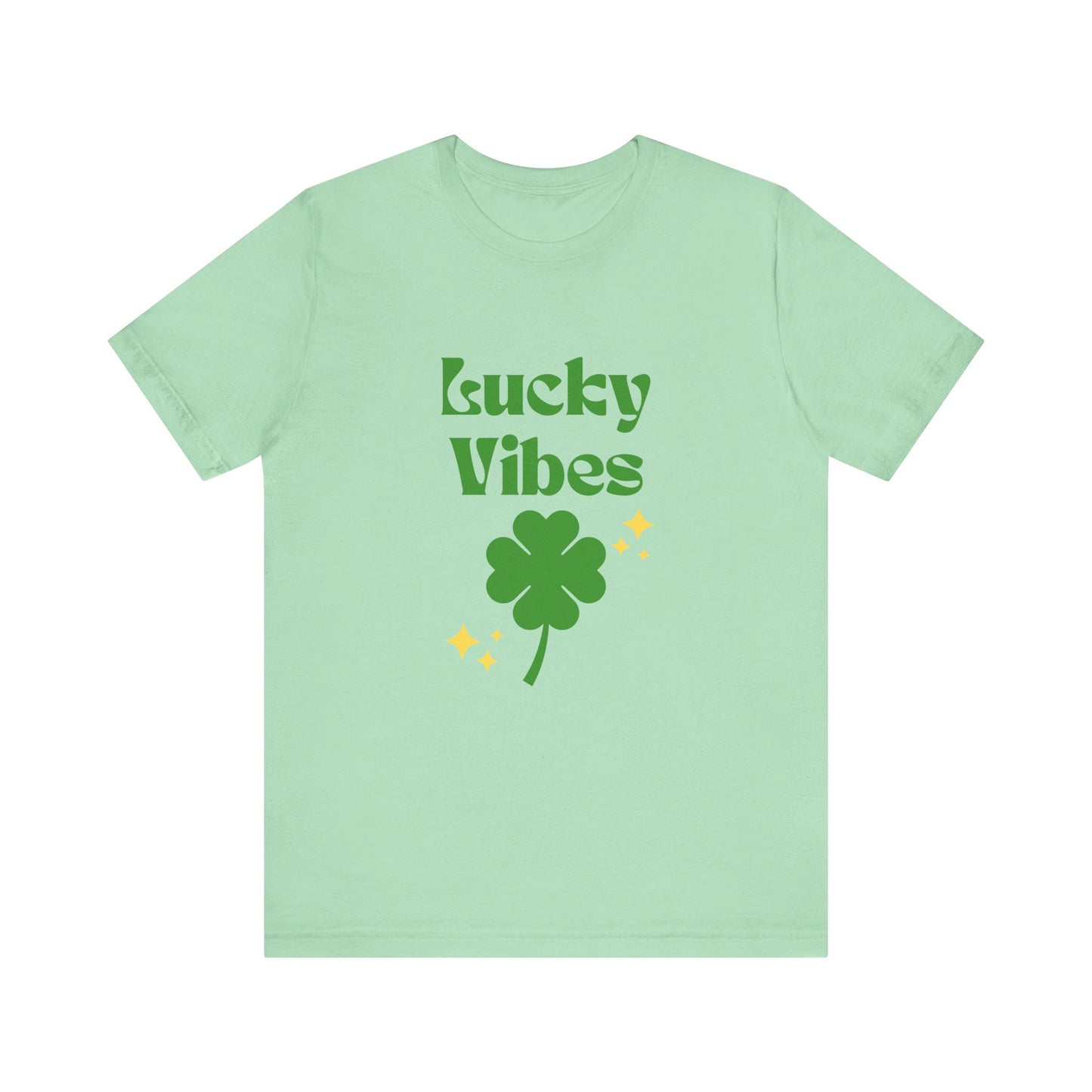 Lucky Vibes Short Sleeve Tee T-Shirt - White/Mint Green - St Patrick's Day