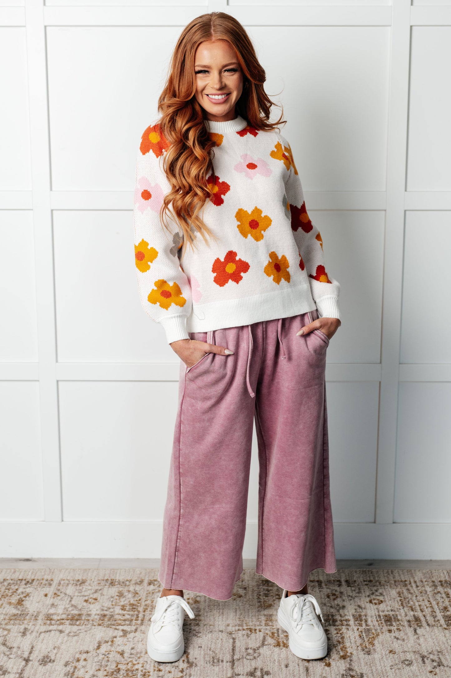 Falling Flowers Floral Sweater