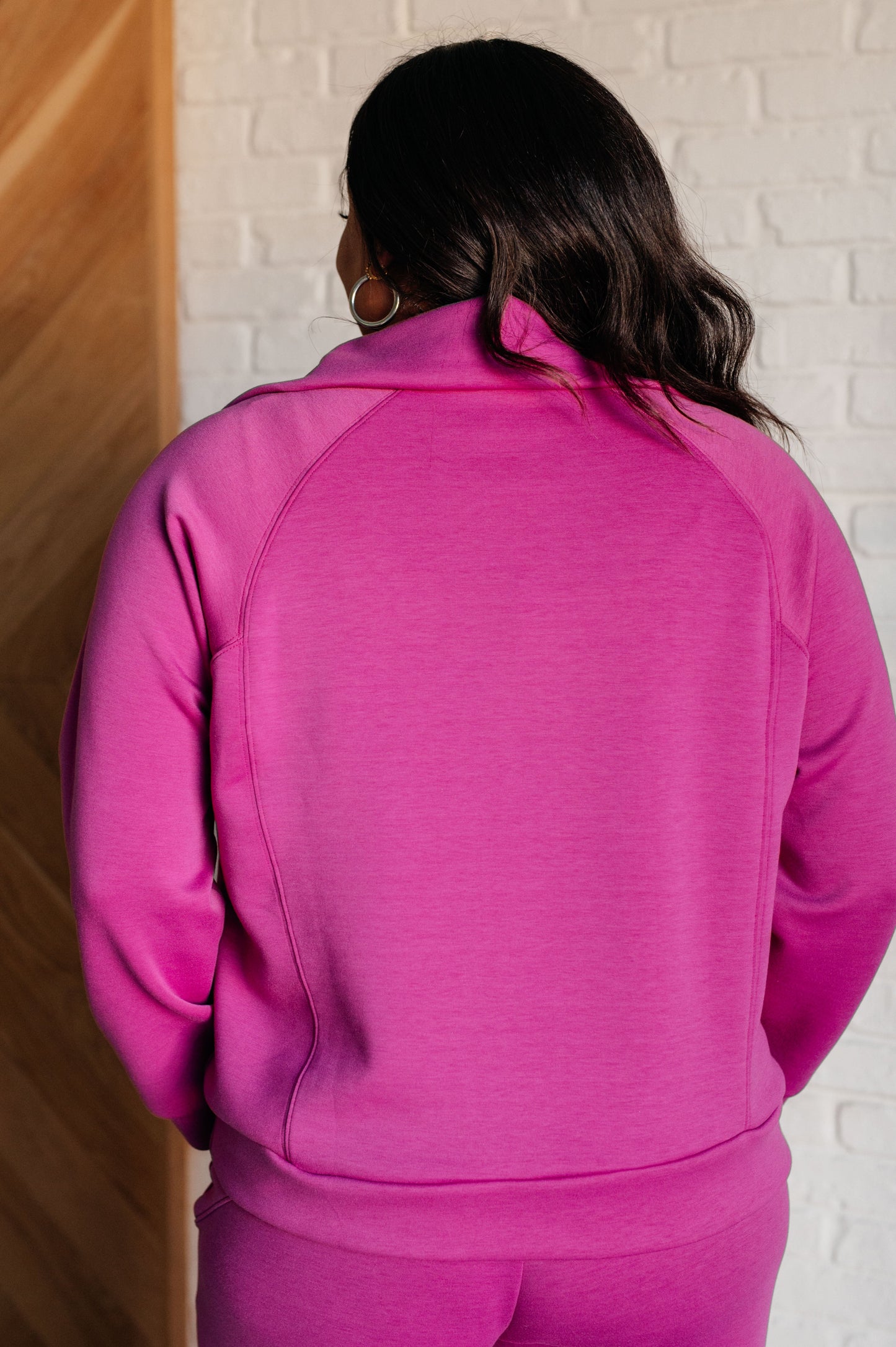 Dear Scarlett Hamptons Travel Half Zip Pullover in Magenta Sweatshirt