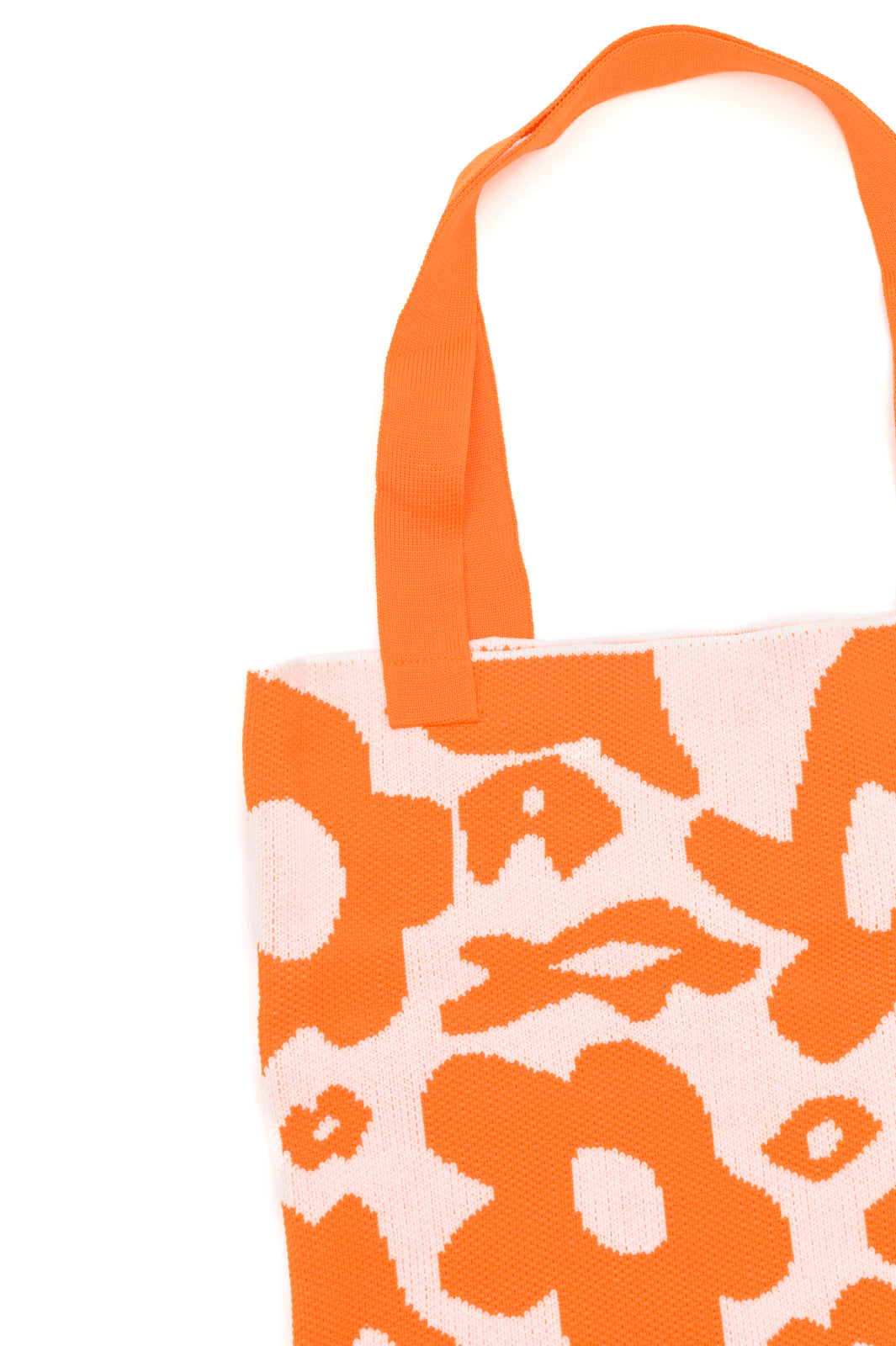 Lazy Daisy Knit Bag in Orange Crochet Tote