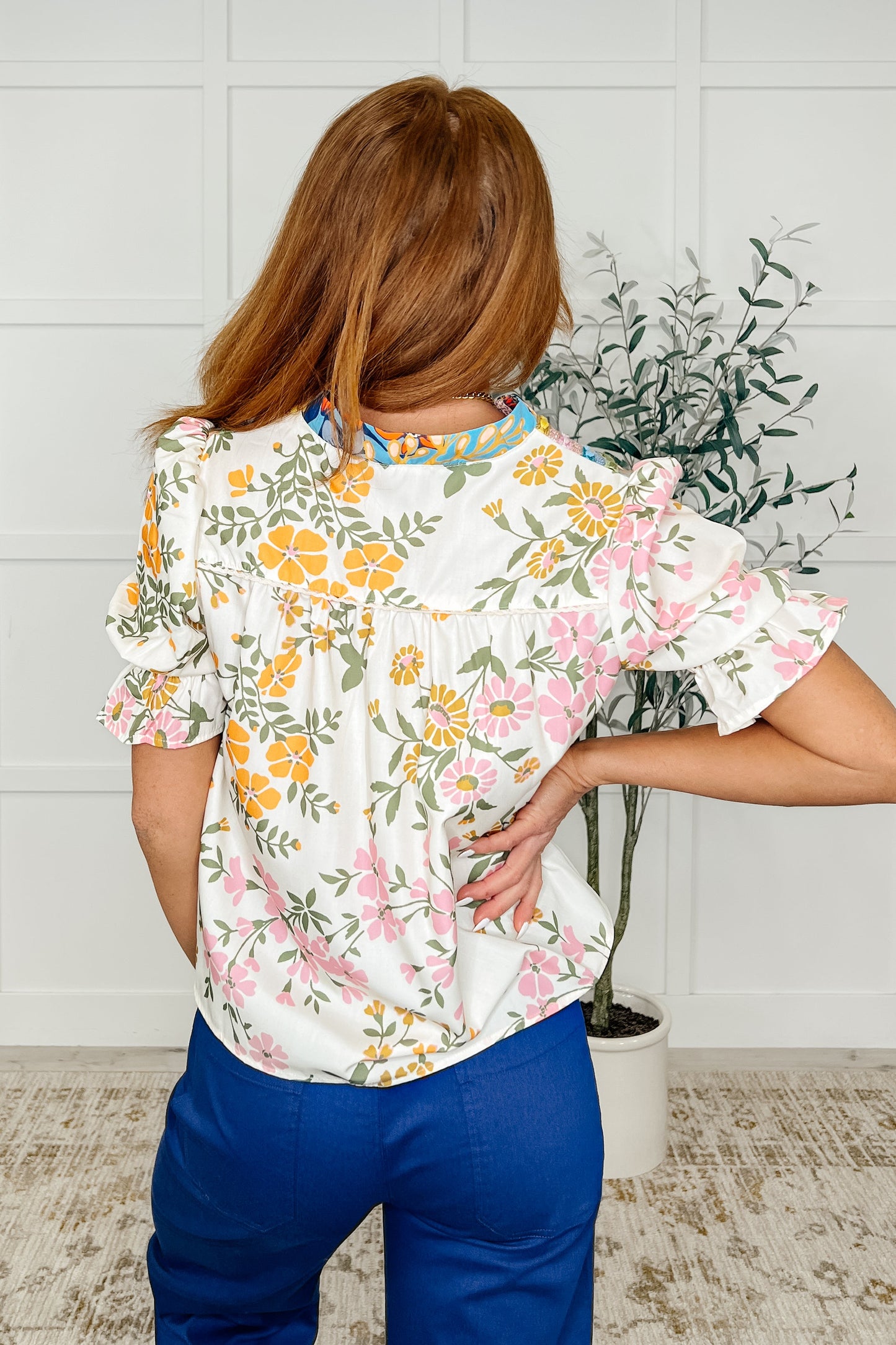 Less Concerned V-Neck Floral Blouse Clothing Top