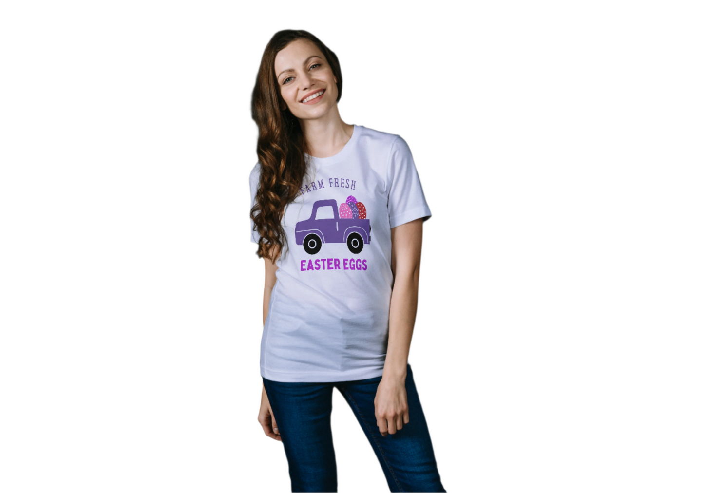 Easter Novelty Tee T- Shirt with Farm Fresh Eggs/Pickup Truck